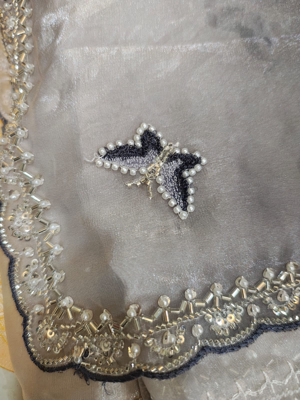 Silver Grey Butterfly Saree