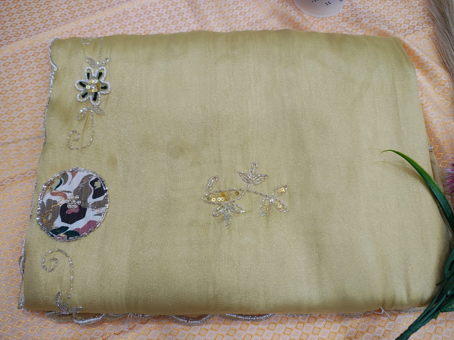 Flower pearl saree