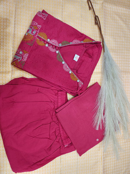 Magenta Cotton Suit