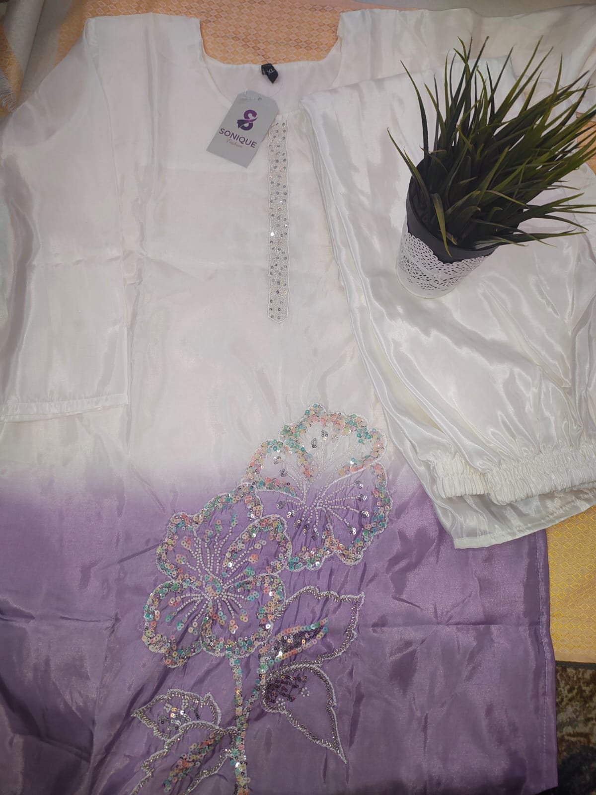 White Purple Co-ord Set