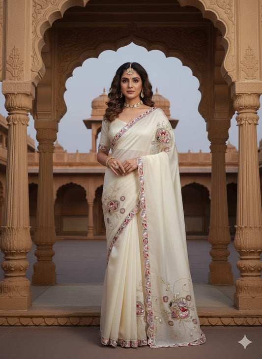 White Pearl Saree