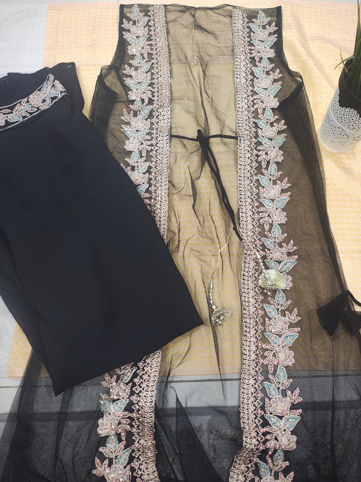 Sharara Set With Long Shrug