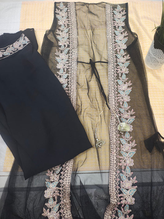 Sharara Set With Long Shrug