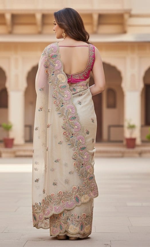 Golden Creamish Saree