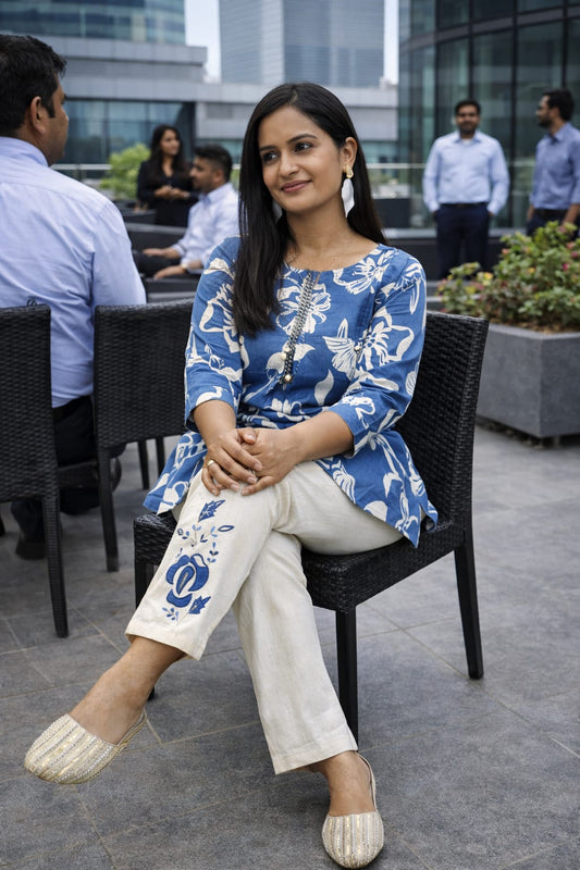 Women’s Blue Floral Printed Co-ord Set