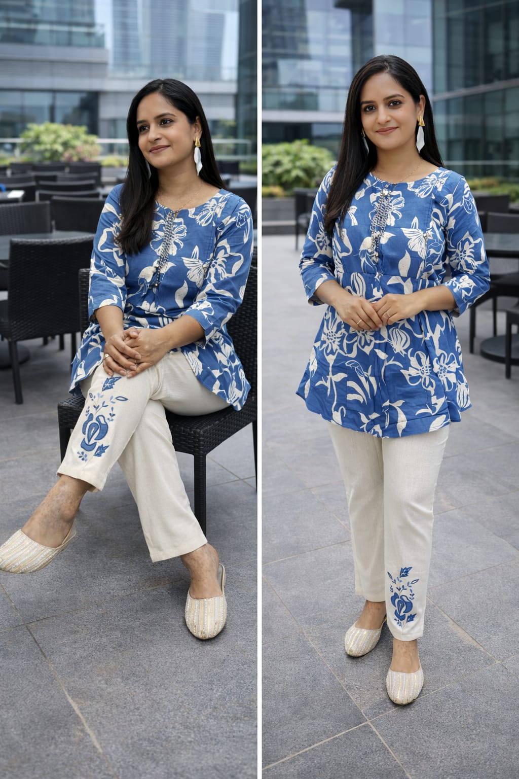 Women’s Blue Floral Printed Co-ord Set