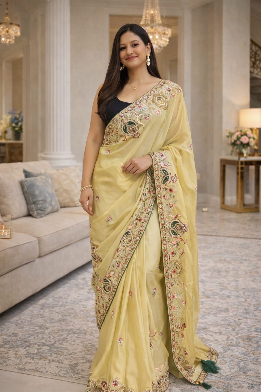 Lime Toned Status Silk Sarees