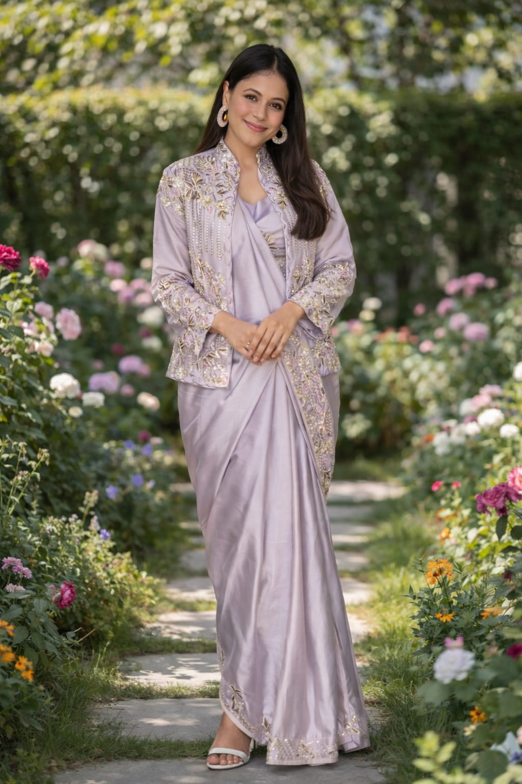 Three Piece Saree With Designer Jacket