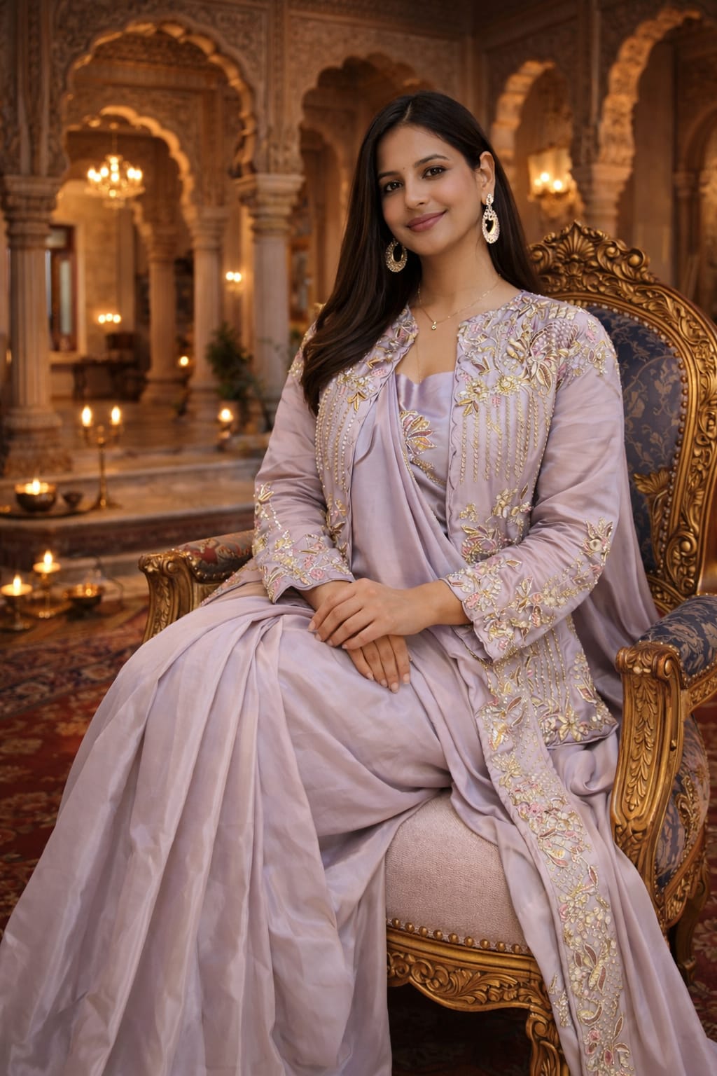 Three Piece Saree With Designer Jacket