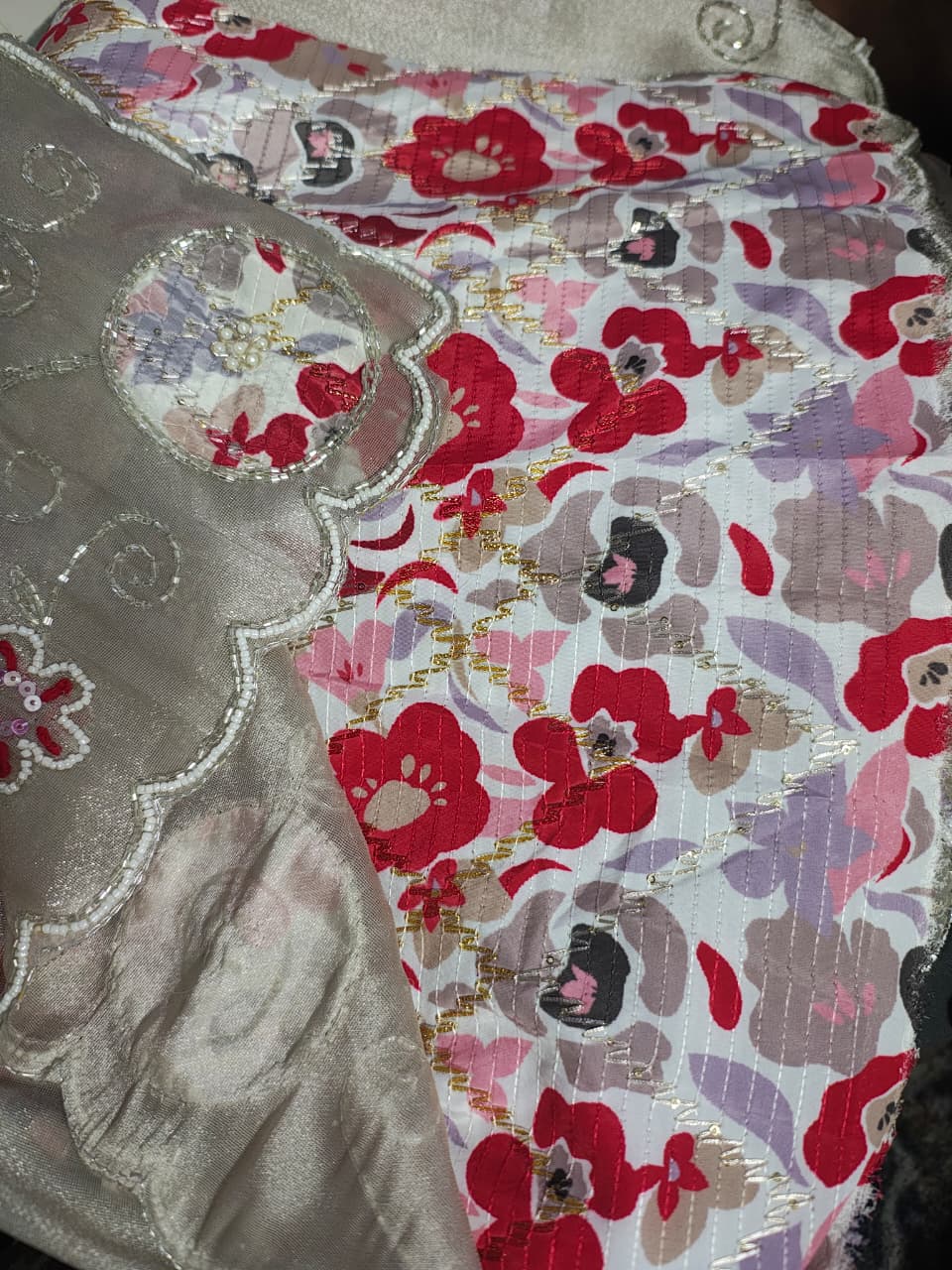 Flower pearl saree