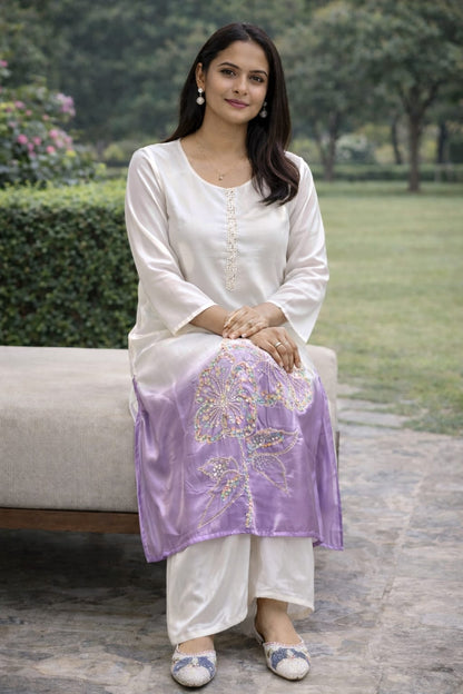 White Purple Co-ord Set