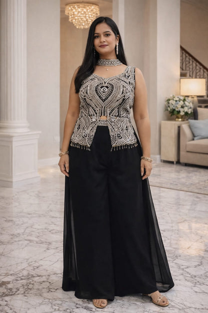 Black Sharara Set With Statement Dupatta