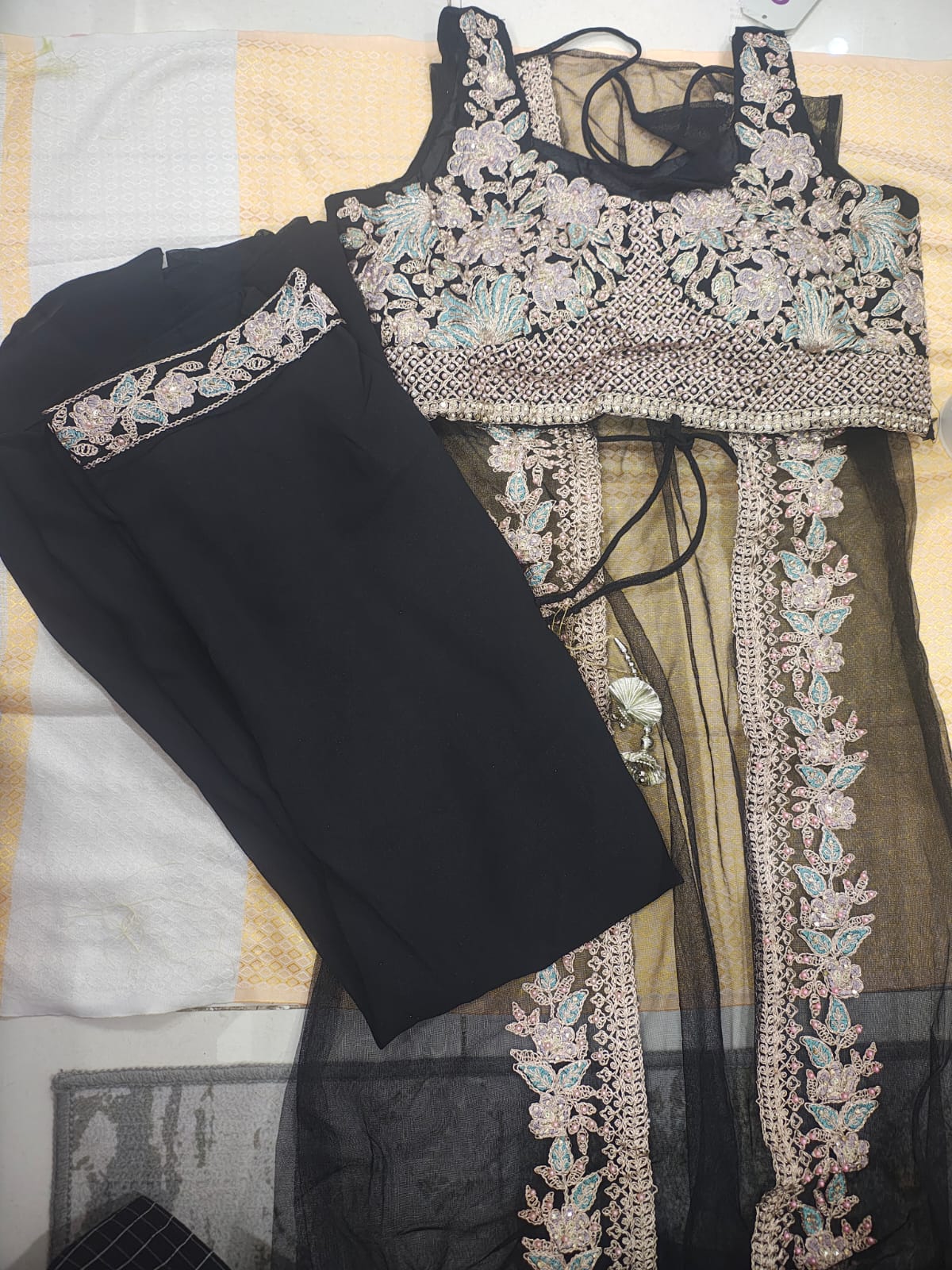 Sharara set with long shrug