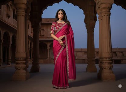 Deep Pink Saree