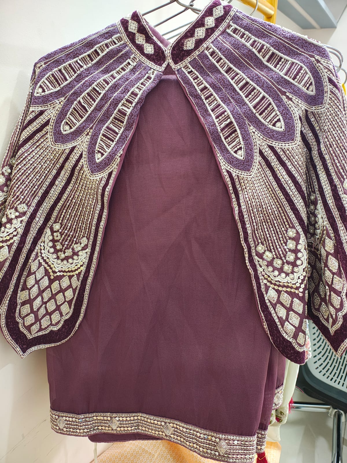 Wine Purple Saree With Shrug